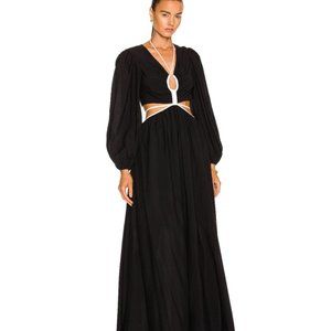 Tierneigh Solid Puff Sleeve Teardrop Cutout Maxi Dress by Jonathan Simkhai